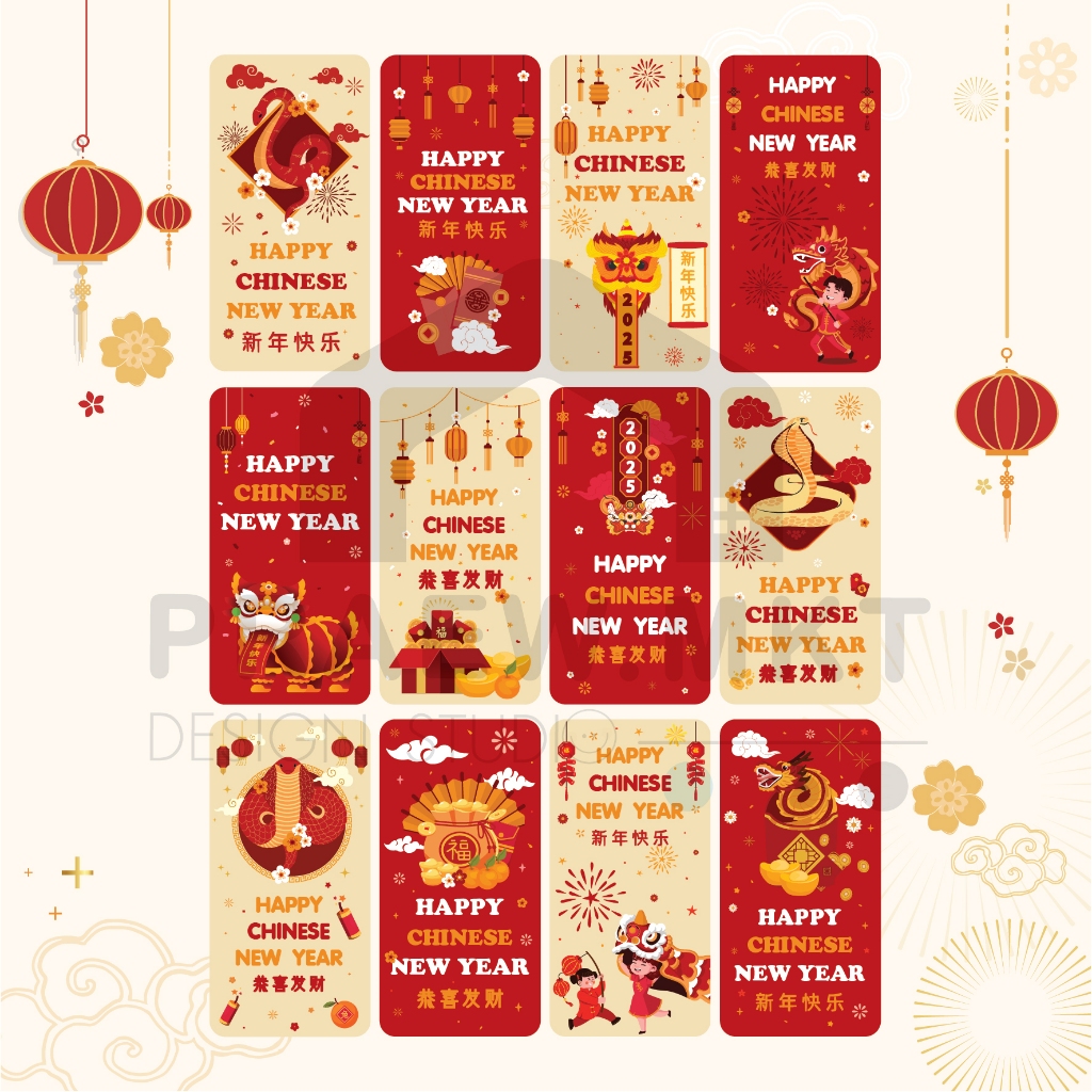สติ๊กเกอร์ตรุษจีนปีมะเส็ง Happy chinese new year