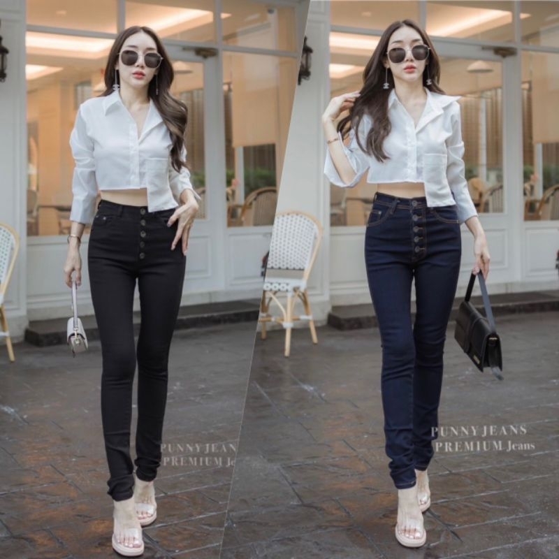 📌punny jeansทรงขาเดฟเข้ารูปผ้ายืดเอวสูงปิดสะดือเป็นรุ่นกระดุมสุดสวยเก็บทรงพลางหุ่นได้ดีมากๆจ้า
