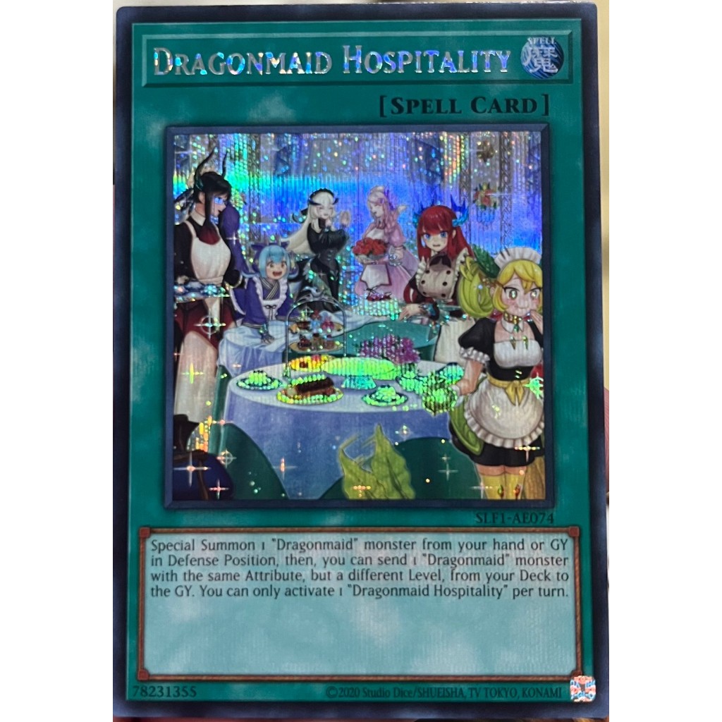 Yugioh Asia-Eng [SLF1-AE074] Dragonmaid Hospitality (alternate art) (Secret Rare) การ์ดยูกิแท้ถูกลิข