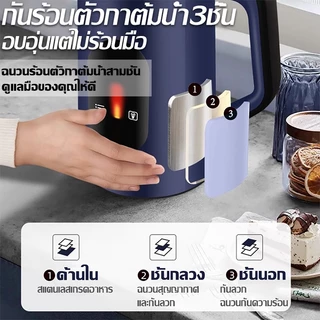 【รับประกัน 30ปี】กาต้มน้ำไฟฟ้า กาน้ําร้อน 3ลิตร ต้มน้ำเพียง 2 นาที ตัดไฟอัตโนมัติ เก็บความร้อนทั้งวัน electric kettle
