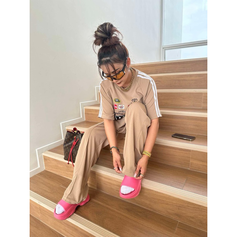 พร้อมส่ง ชุดเซ็ท สองชิ้น M&M สีน้ำตาล 005