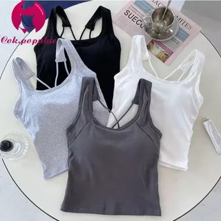 #385 ฤดูร้อนข้ามที่สวยงามกลับ เสื้อชั้นในสตรี ผู้หญิงคงที่หน้าอก เบาะ บาง-พอดีสวมใส่ด้านนอกกีฬา