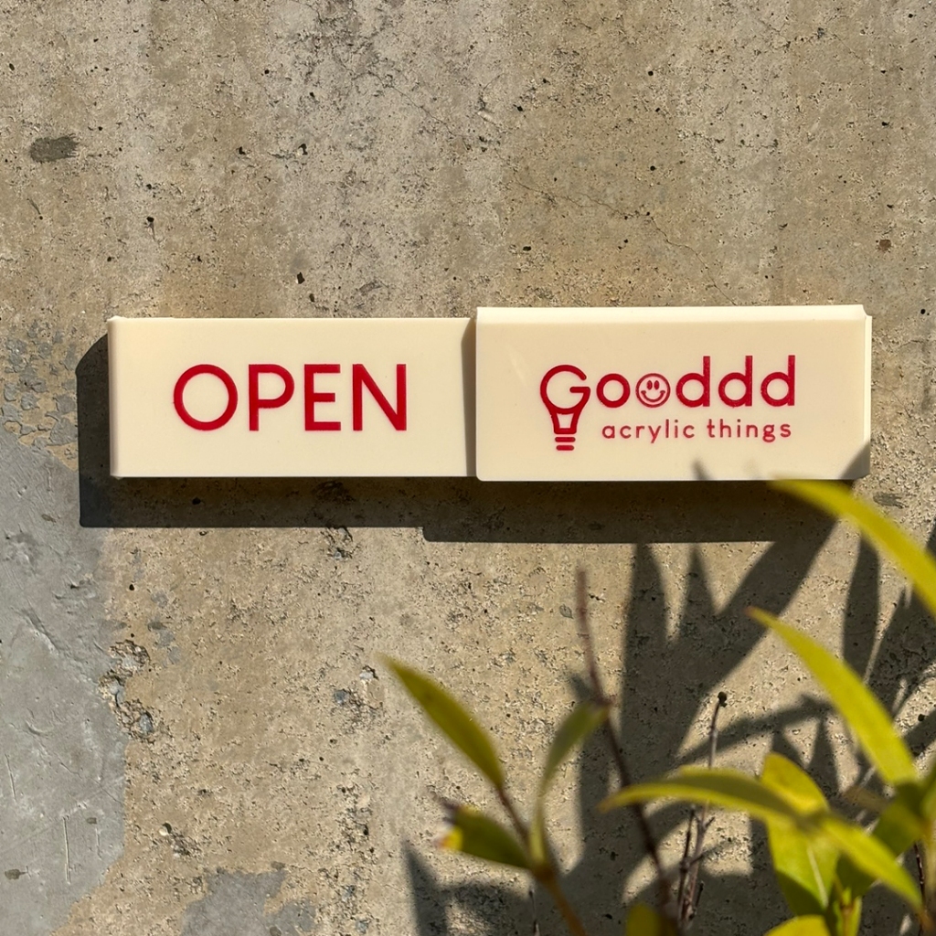 ป้าย เปิด-ปิด แบบสไลด์ สไตล์คาเฟ่เกาหลี Open Closed เลือกสีได้ ใส่โลโก้ได้ ผลิตไวมาก