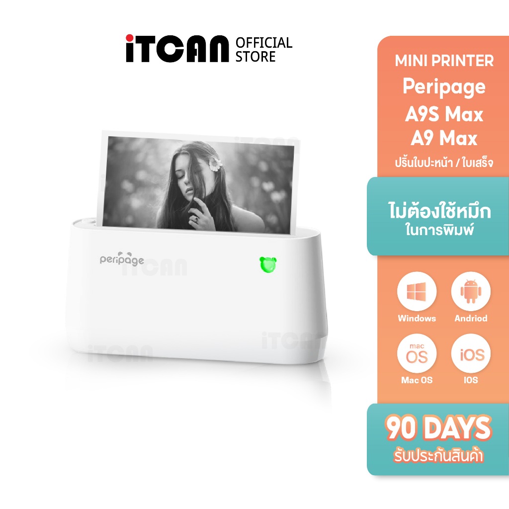 iTCAN เครื่องปริ้นความร้อน Peripage A9 A9Max A9SMax เครื่องปริ้นพกพาขนาดเล็ก ปริ้นใบปะหน้าพัสดุ