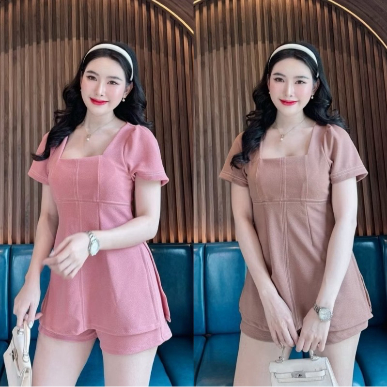 เซ็ตเสื้อ+กางเกงขาสั้น ผ้าวูลเวฟ ไซส์ XL-2XL(ไซส์2) ป้าย SUGARIO มือ1