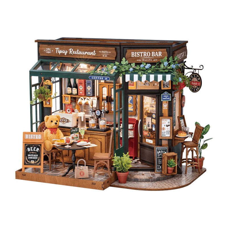 Rolife DIY Miniature Dollhouse - Tipsy Restaurant โมเดลบ้าน ตัวต่อไม้ บ้านตุ๊กตา | ของแต่งบ้าน ของเล่นศิลปะ DIY