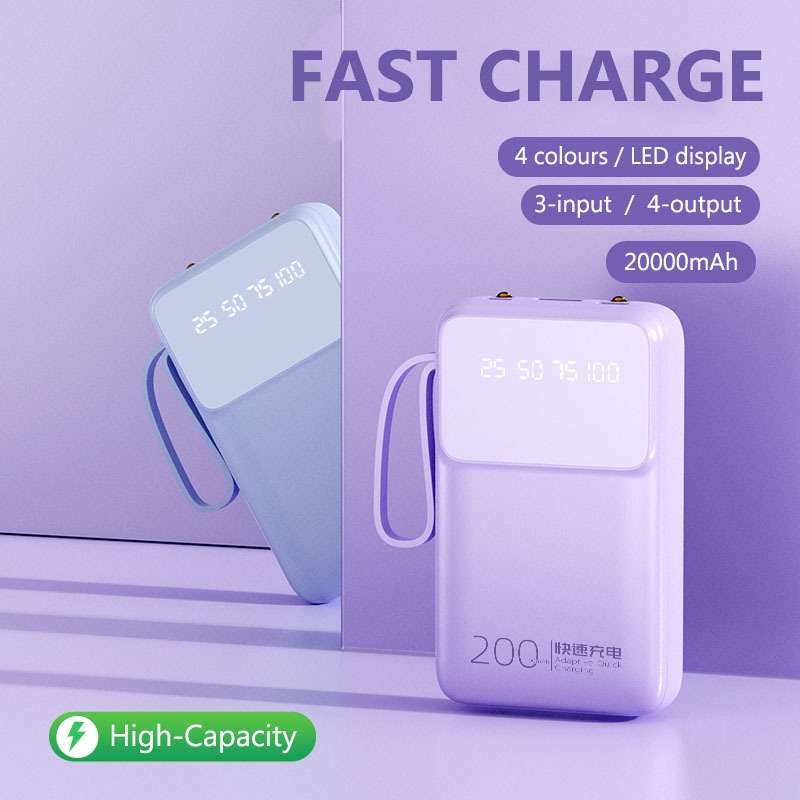 INEED powerbank 20000mAh พาวเวอร์แบงค์ มีสายในตัว แบบพกพา Quick Charge แบตสำรอง ประกัน1 ปี