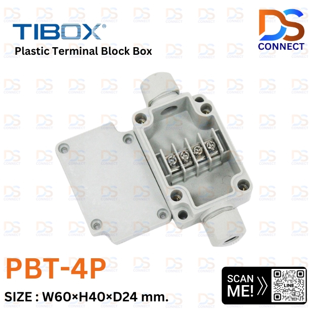 พร้อมส่ง! TIBOX PBT-4P กล่องพลาสติก พร้อมเทอร์มินอลบล็อก 60x40x24 mm.