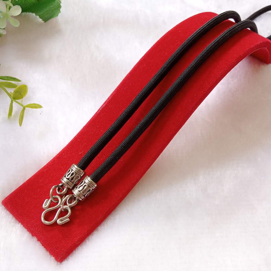 สร้อยพระ สร้อยคอเชือกร่ม ห้อยพระ1องค์ หัวตะกั่วรมดำ ยาว 24 นิ้ว ขนาด20-24นิ้ว