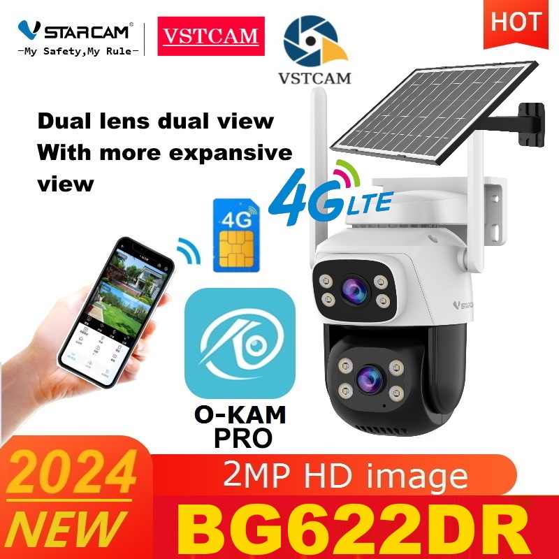 Vstarcam BG622DR ( เลนส์คู่ - ใส่ซิมได้4G) ความละเอียด 3MP(1296P) กล้องวงจรปิดไร้สาย กล้องโซล่าเซลล์ Outdoor ภาพสี มีAI+