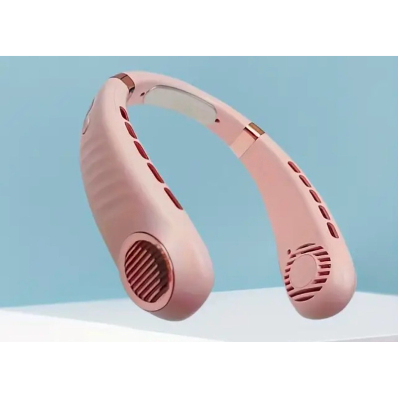 พัดลมคล้องคอ 1200 mAh สีชมพู ปรับได้ 5 ระดับ