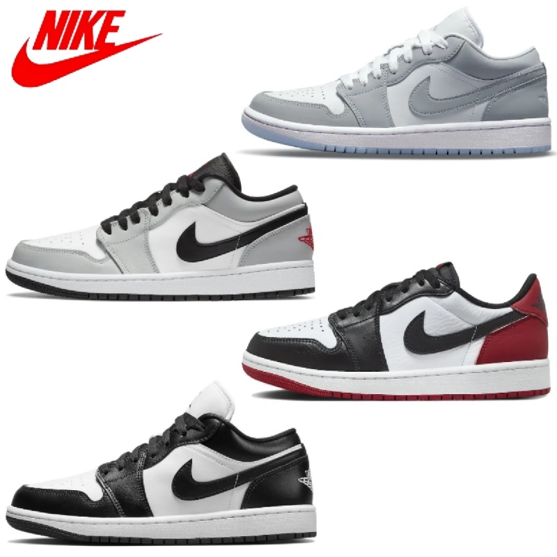 ของแท้ 100% Nike Air Jordan 1 low Panda Wolf Grey Smoke Black Toe Red ไนกี้ รองเท้าบาส