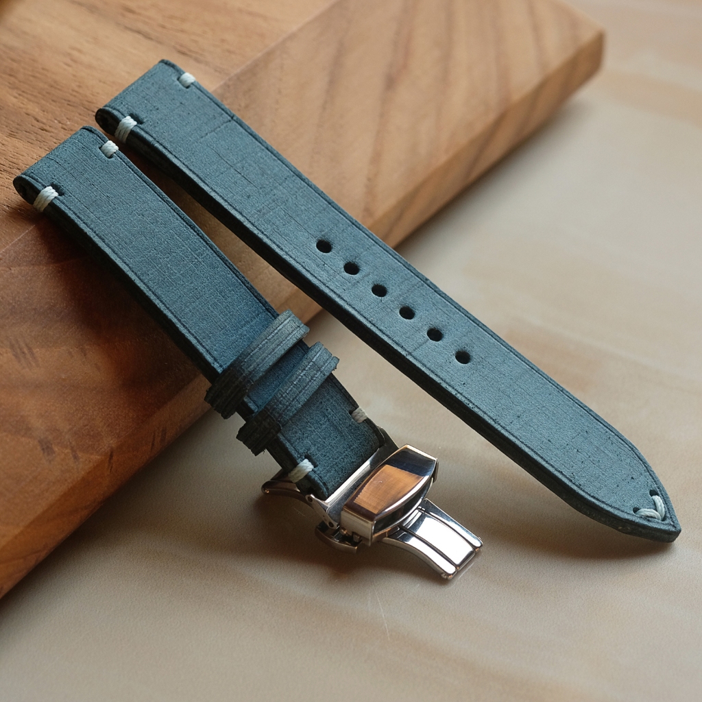 TYME strap สายนาฬิกาหนังอิตาลี รุ่น  WICK IV มาพร้อมกับ บัคเคิล Deployment Buckle Clasp สีทองเงา รับประกัน 1 ปี