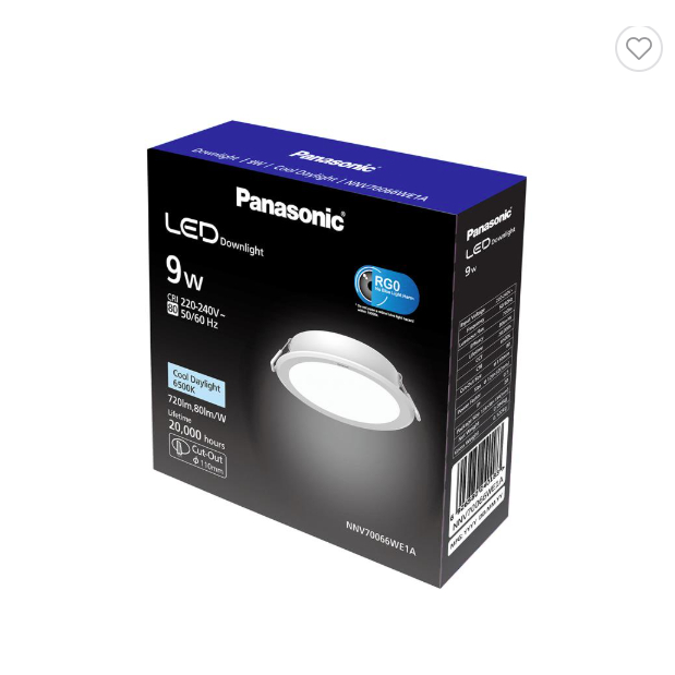ไฟดาวไลท์ LED ชนิดกลม PANASONIC 9w 12  แสงขาว แสงส้ม