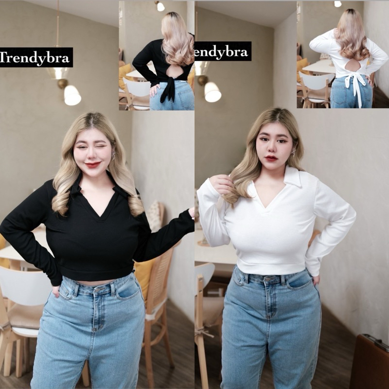 เสื้อคอปกผูกหลังสอวบอ้วน