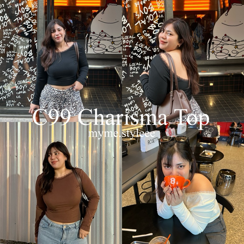C99 Charisma Top เสื้ิอแขนยาวเว้าหลังแต่งลูกไม้สาวอวบ - myme.styleee