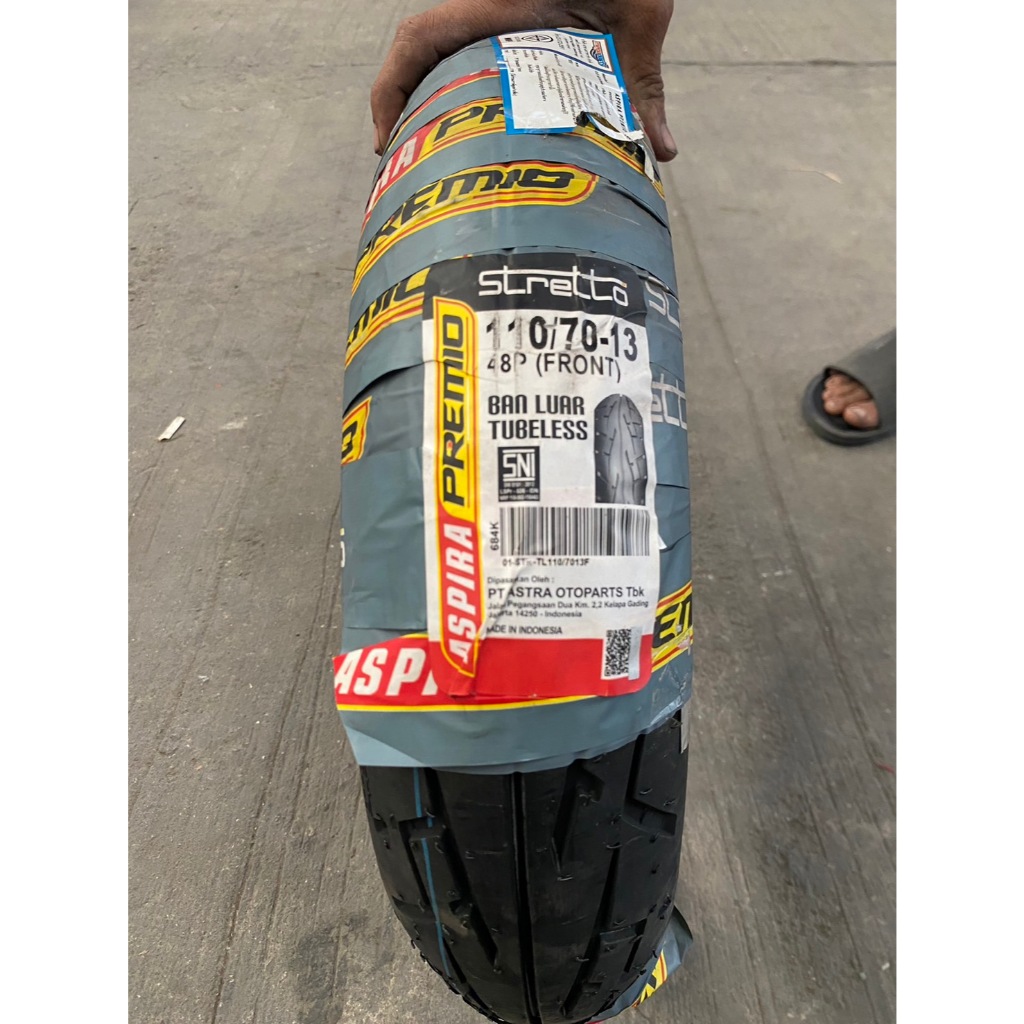 ยางรถมอเตอร์ไซค์ ASPIRA รุ่น STRETTO ขนาด 110/70-13 ปี19 TL