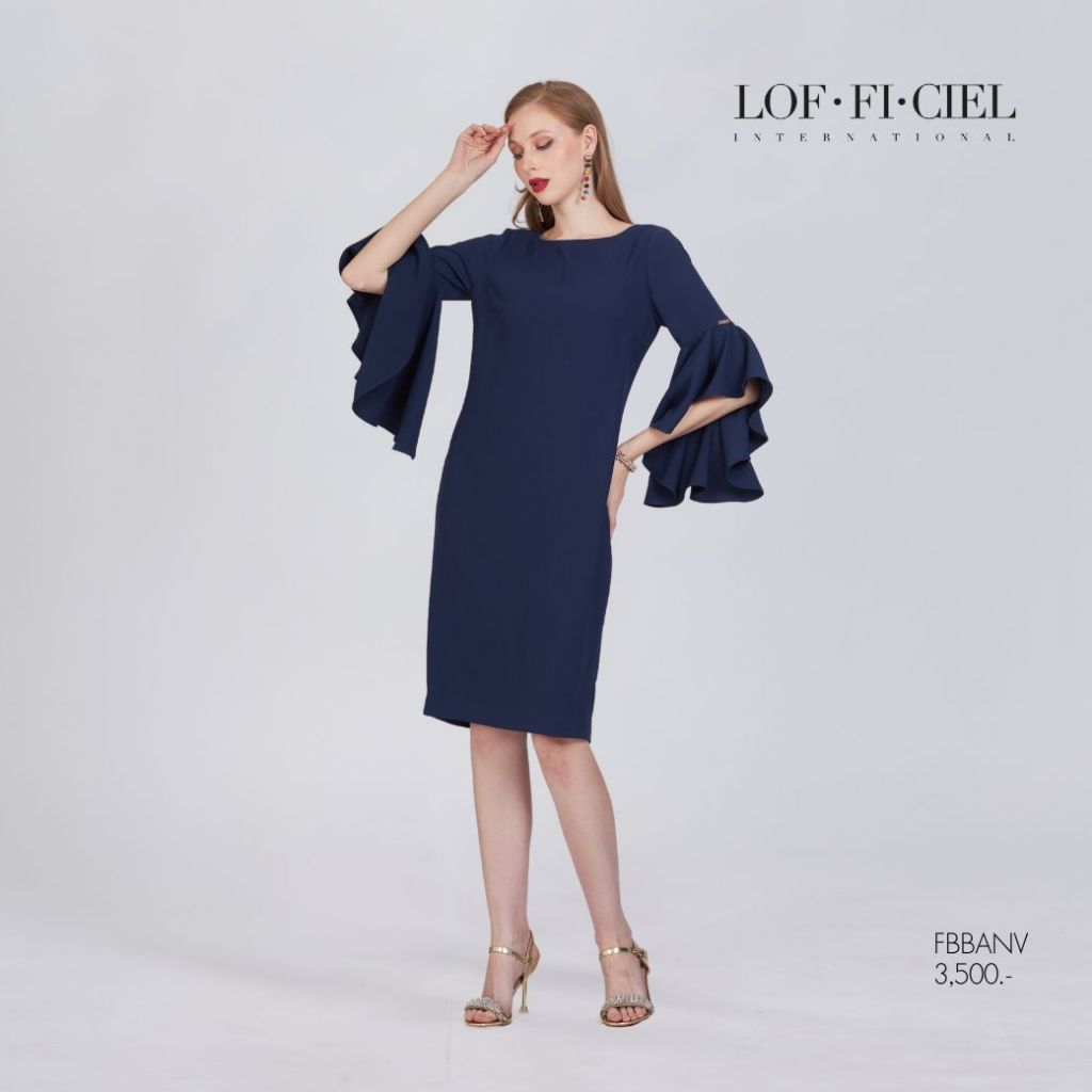 LOF-FI-CIEL فستان بأكمام مكشكشة — كحلي — صورة 5