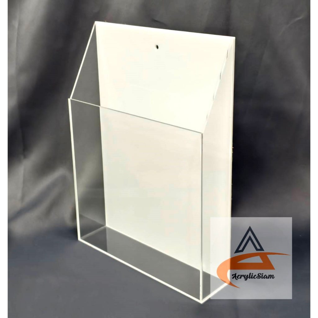 กล่องอะคริลิคใส่เอกสารติดผนังขนาดA4 แผ่นหลังสีขาว ขนาด 22x30x5 cm อะคริลิคแท้ผลิตในไทย