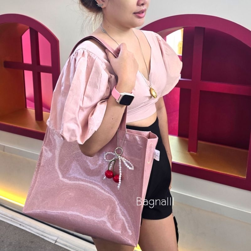 รุ่นBoxBagกระเป๋าหิ้วสะพายข้างกลิตเตอร์กากเพชรรุ่นทรงแนวนอนใส่โน๊ตบุ๊ค,ipad12.9"ใส่แฟ้มขนาดA4ถึงF4