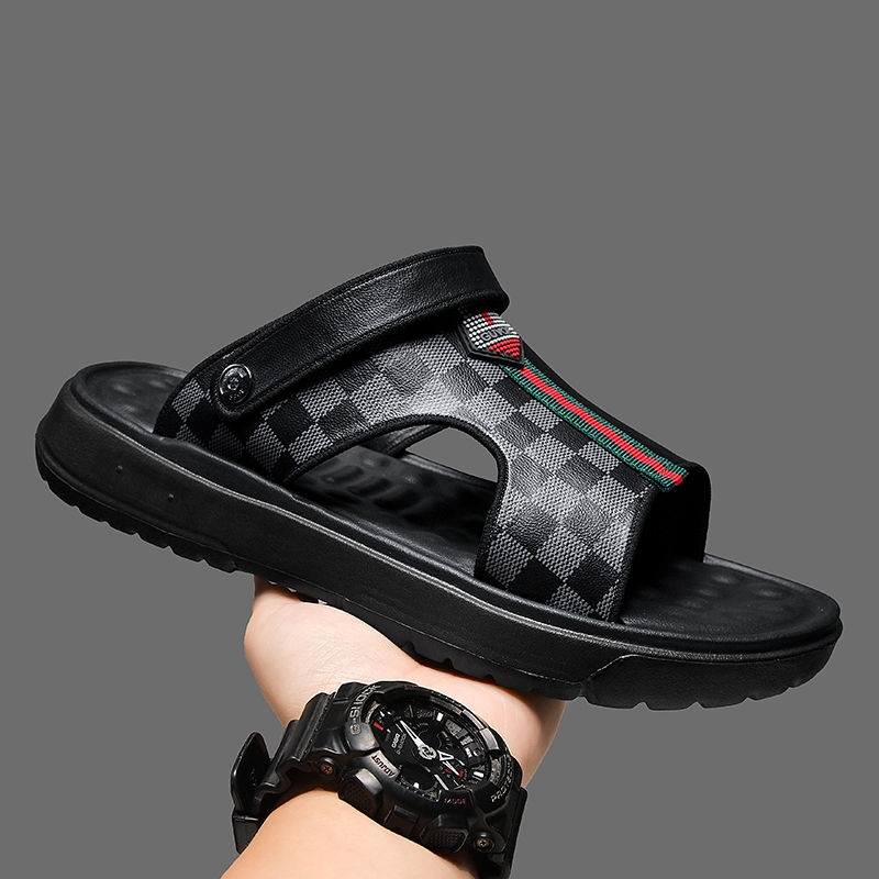 ผู้ชายรองเท้าแตะสบายนุ่มแฟชั่นลื่นสไตล์วินเทจสำหรับเดินชายหาด