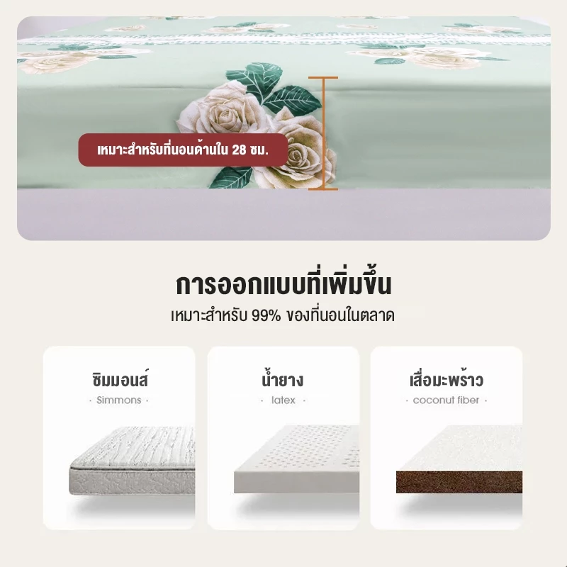 ชุดเครื่องนอนลายดอกไม้สีดำคละสี Kan / 360 องศา thumbnail 3