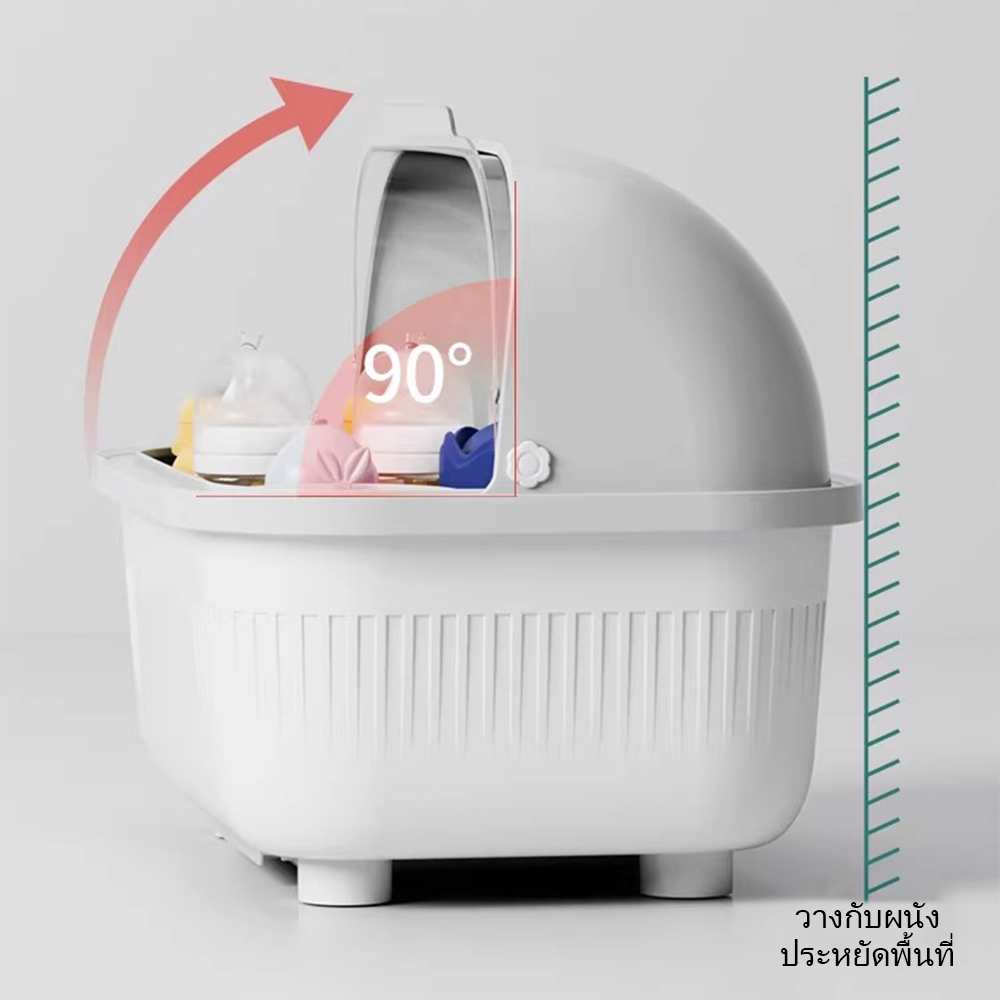 ที่คว่ําจาน ที่ครอบจาน ล่องใส่จานชามมีฝาปิด มีฝาปิด กันฝุ่นละออง กันแมลง ประหยัดพื้นที่ในห้องครัว ที่คว่ำชามจาน - รูปที่ 3