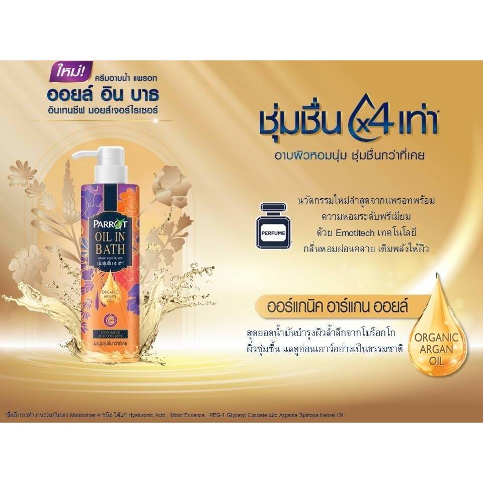 (1แถม1) Parrot Shower Cream Oil in Bath 400ml แพรอท ครีมอาบน้ำ ออยล์ อิน บาธ 400มล. - รูปที่ 7