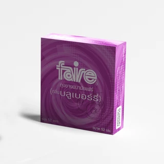 [12 แถม 12] แฟร์ บลูเบอร์รี่ ถุงยางอนามัย ผิวเรียบ 52 มม จำนวน 24 กล่อง Faire Blueberry Condom