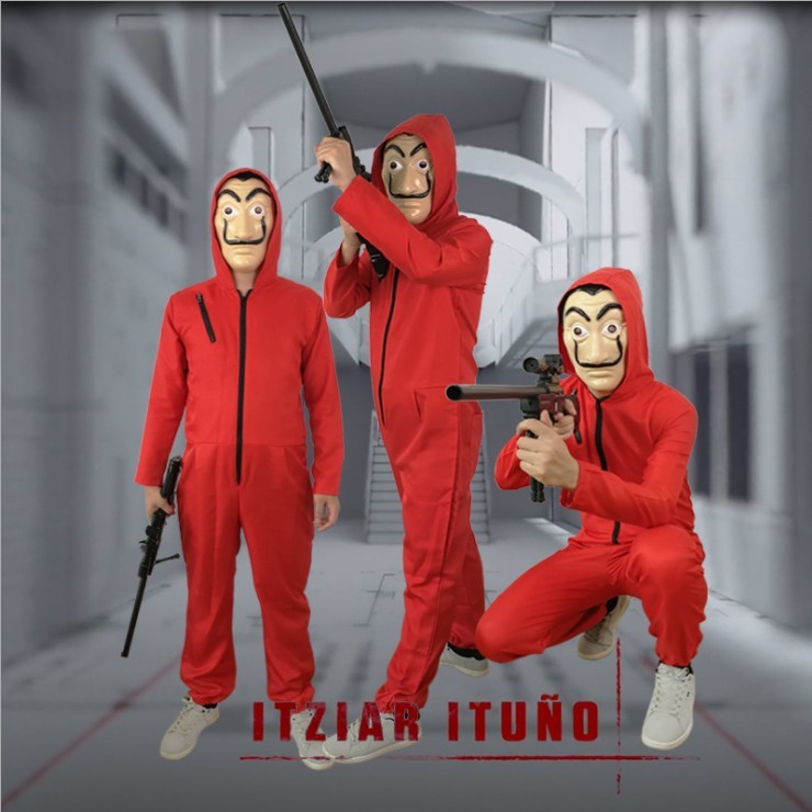 ชุดนักโทษ+หน้ากากฟรี ทรชนคนปล้นโลก La casa de papel Dali mask jump suit dali money heist