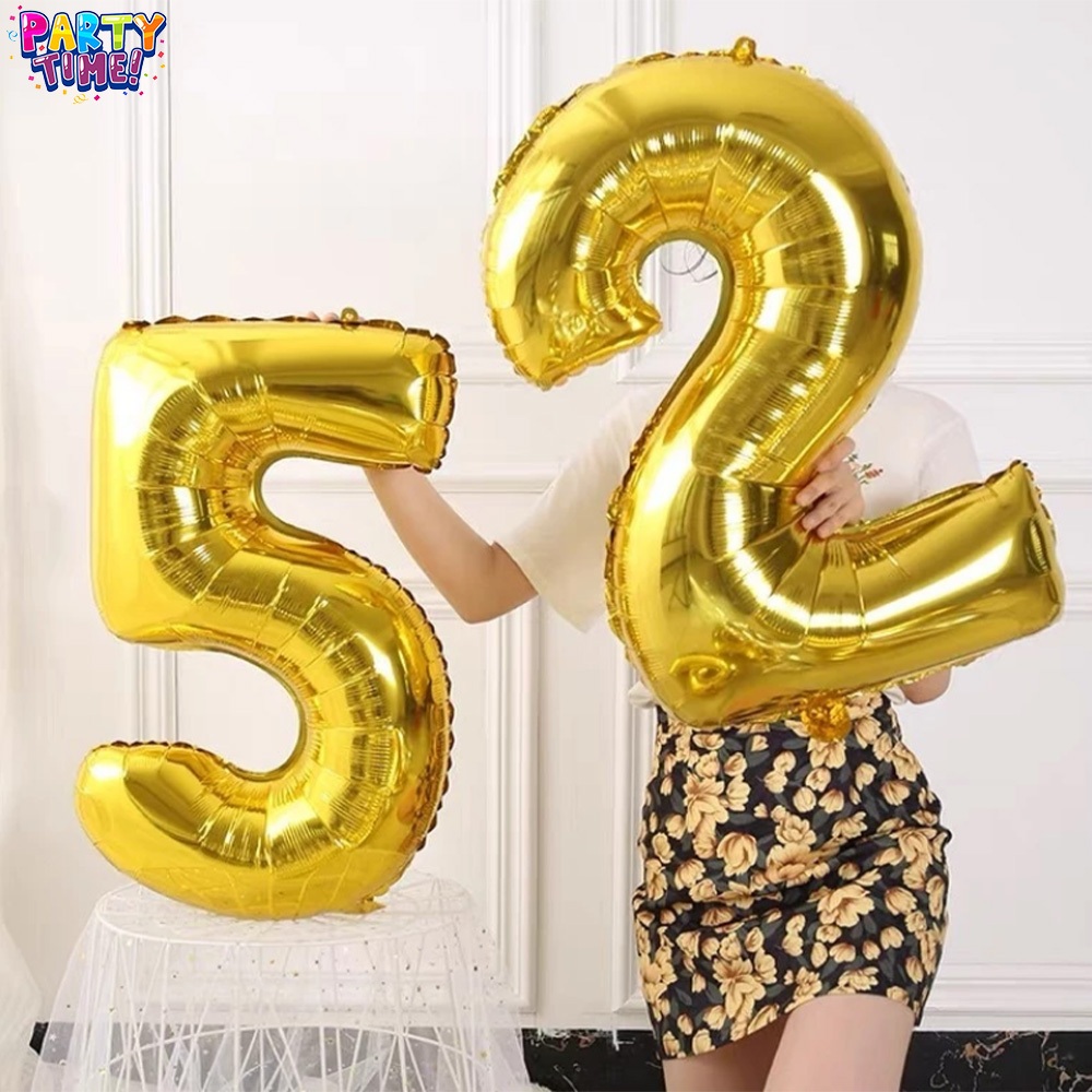 Big Party ลูกโป่งฟอยล์สีรุ้ง ตัวเลข ตัวเลข สีเงิน โรสโกลด์ ขนาด 32 นิ้ว สําหรับตกแต่งงานแต่งงาน ปาร์ตี้วันเกิดเด็ก