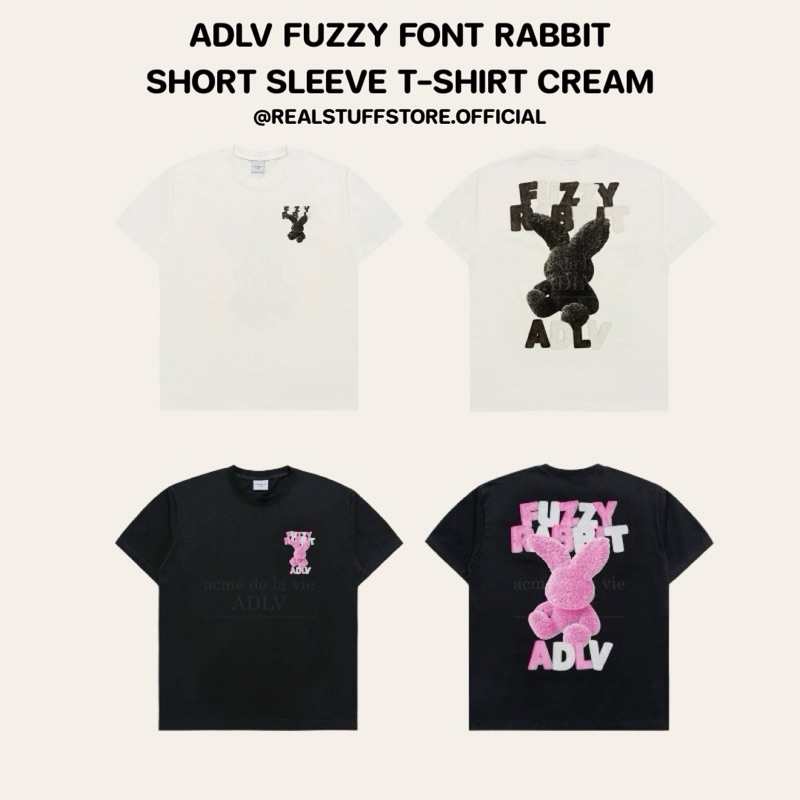 ของแท้ ADLV FUZZY FONT RABBIT SHORT SLEEVE T-SHIRT CREAM พร้อมส่ง