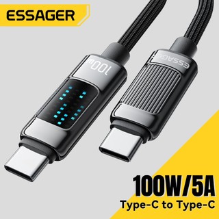 Essager สายชาร์จ 100W PD Type C ถึง Type C สำหรับโทรศัพท์ IP ของ Samsung สาย ​​USB2.0 480MBps