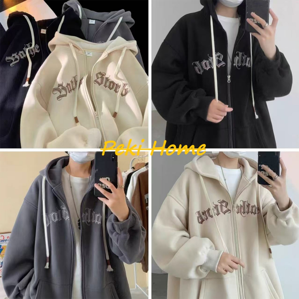 เสื้อฮู้ดผู้หญิง สไตล์อเมริกัน ลายปัก