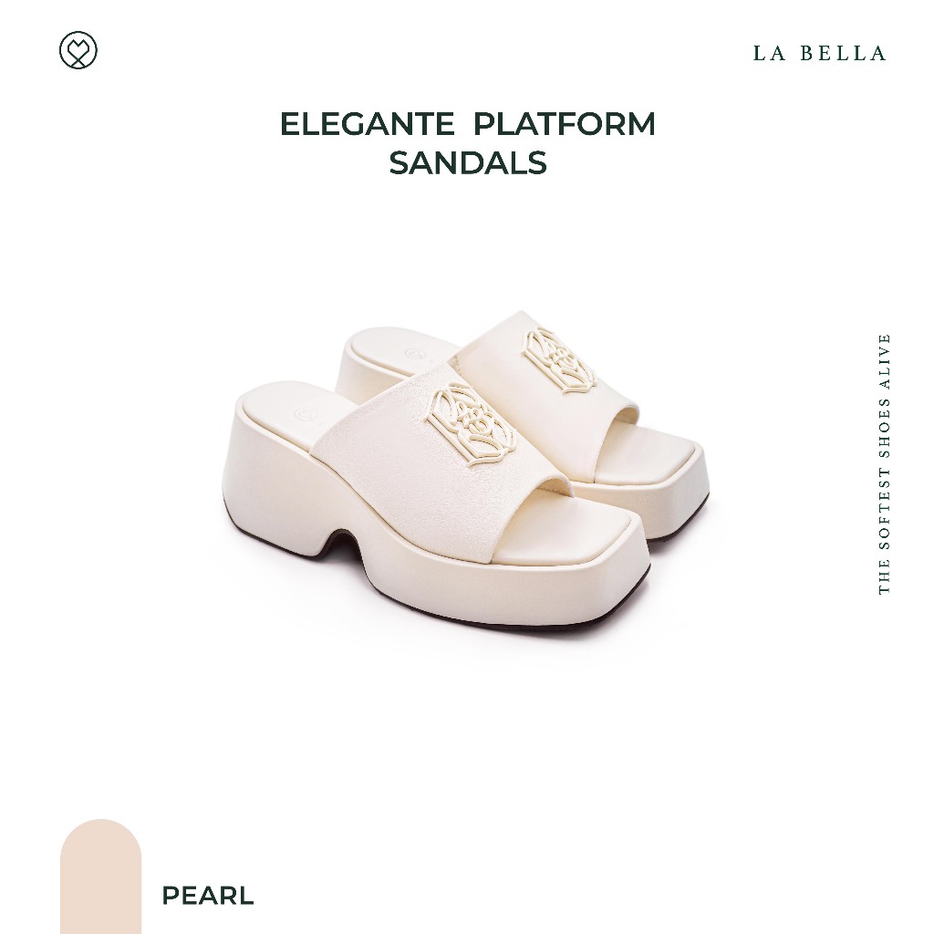 LA BELLA รุ่น ELEGANTE PLATFORM SANDALS - PEARL