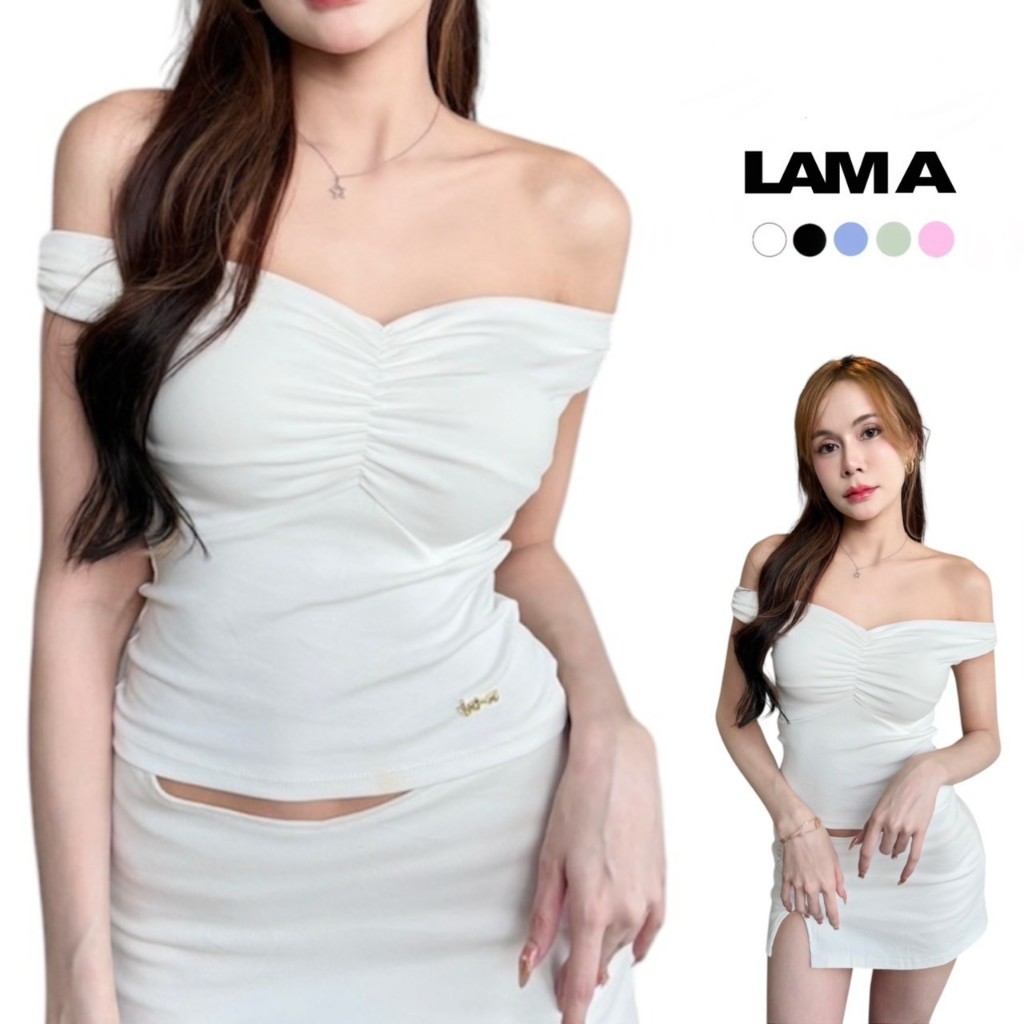 Ha Chun เสื้อปาดไหล่ แต่งอะไหล่ Lama