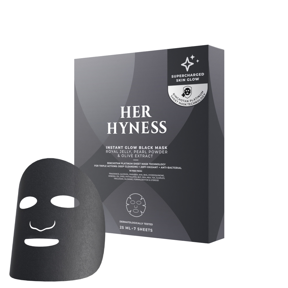 HER HYNESS INSTANT GLOW BLACK MASK (7 SHEETS) เฮอ ไฮเนส แบล็คมาส์ก เพื่อผิวโกลว์ใส 7 แผ่น - 6