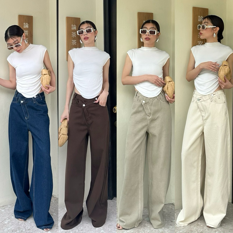9999 New Arrival NEW BAGGY JEANS (SMLXLXXL 690฿ ) รุ่นใหม่ล่าสุด!! เป็นทรงแบคกี้รุ่นกระดุมเฉียงที่จริงใจ!! studiox2