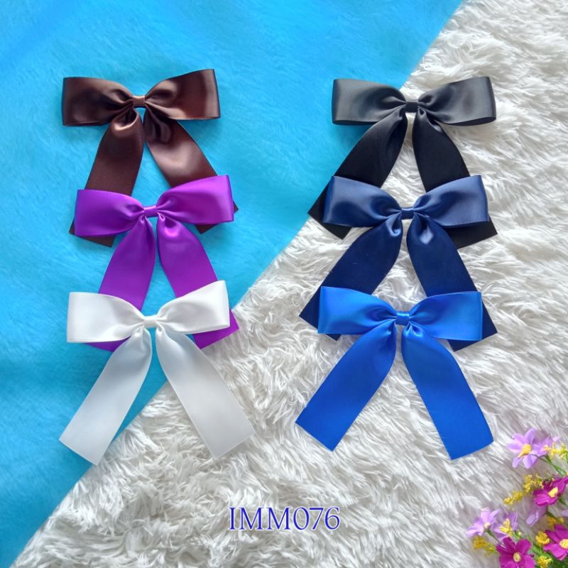 [IMM076] โบว์นักเรียนทรงมาตรฐาน หางสั้น (14x14cm) ริบบิ้นกว้าง 4cm เป็นผ้าซาตินมันวาว2ด้าน  นุ่มมาก