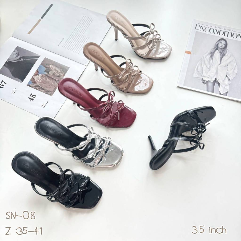 NIWA SHOES รองเท้าส้นสูง new collection 🤍♥️ สวยสะดุดตาที่สุด ดีไซน์ด้วยผ้าแก้ว รุ่น SN-08
