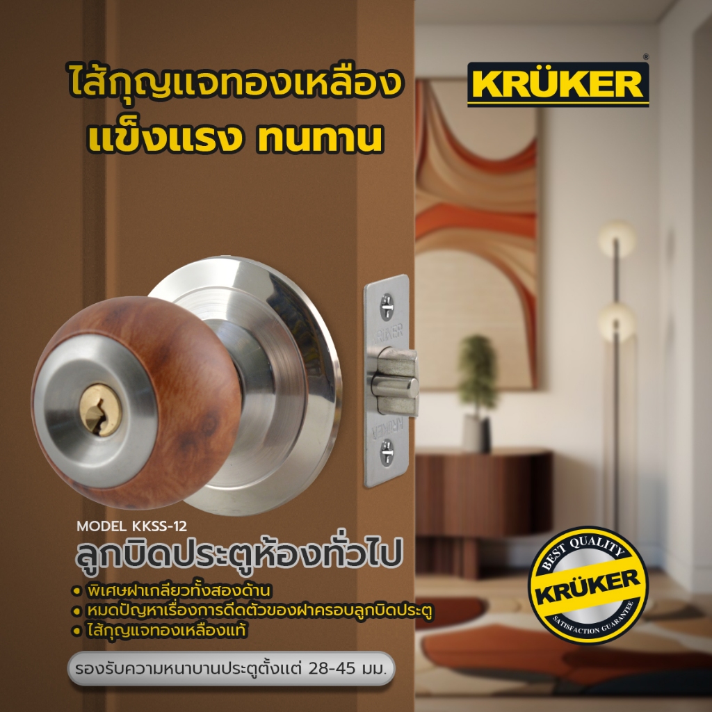 ส่งจากไทย กรุงเทพ ลูกบิด ประตู สแตนเลส-ลายไม้  รุ่นKKSS-12