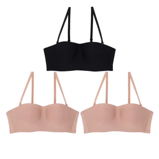 Wacoal Surprise Wireless Top Bra เสื้อชั้นในไร้โครง เกาะอก/สลับสายบ่า เซท 3 ชิ้น รุ่น WB9V09 คละสี ดำ-ชมพู-ชมพู
