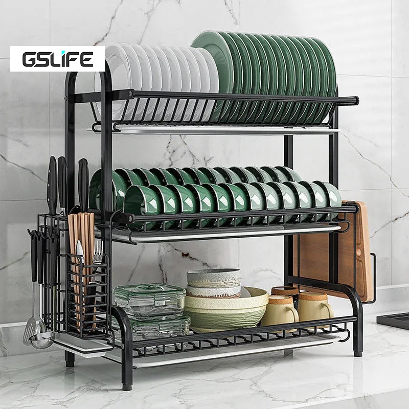 GSlife ชั้นวางจานสแตนเลส 3/2ชั้น ชั้นวางของในครัว