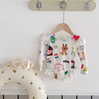 NT Baby - 091 (สินค้าพร้อมส่ง) ชุดว่ายน้ำเด็กแขนยาวลายการ์ตูนสุดคิวท์! สไตล์เกาหลีผ้านิ่มบางเบาใส่สบาย