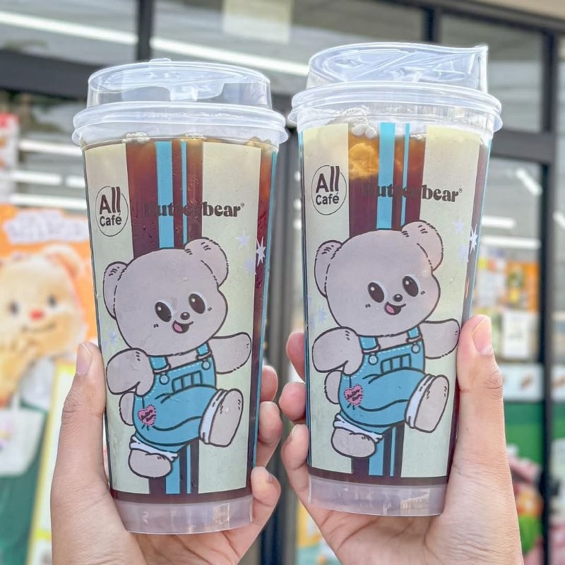 ( เฉพาะแก้ว ) แก้วเปล่าน้องหมีเนย All Cafe 22 oz