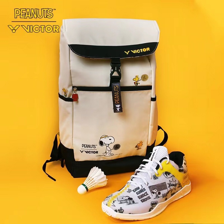 กระเป๋าเป้สะพายหลัง Victor Snoopy Cartoon สำหรับไม้แบดมินตัน,กระเป๋าเป้สะพายหลังเทนนิสไหล่คู่