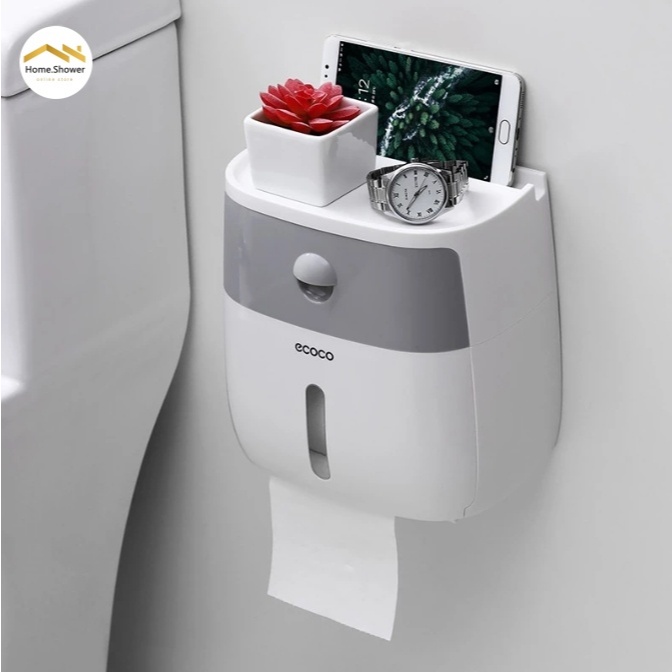 ECOCO กล่องใส่ทิชชู กันน้ำ ติดผนังไม่ต้องเจาะ E1804