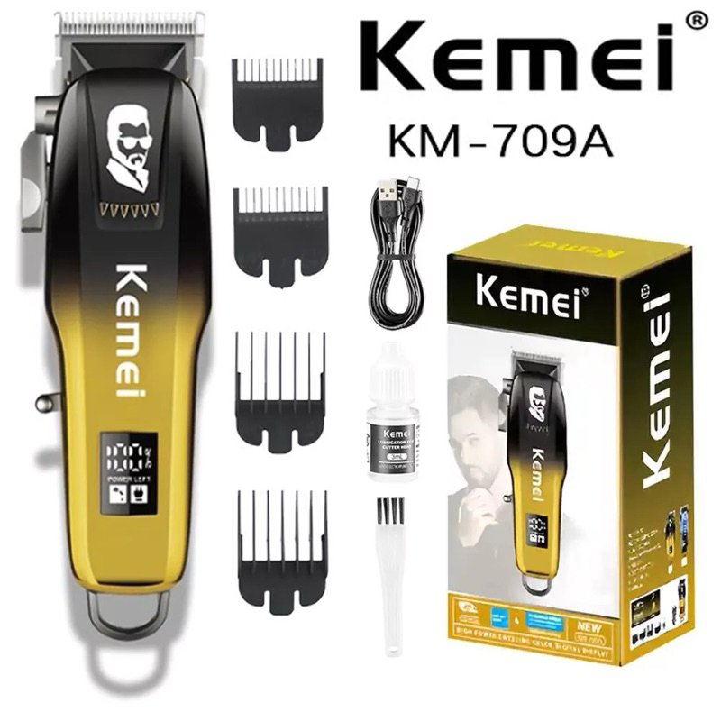 Kemei ปัตตาเลี่ยนไร้สาย มีจอLED รุ่นKM709A ฟันคม จับถนัดมือ ใช้งานง่าย