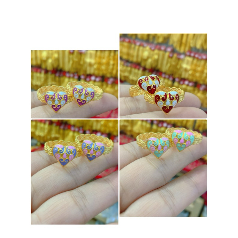 แหวนลงยา 1แถม1แหวนหัวใจ แหวนทองหุ้มใส่สวยสบายกระเป๋า