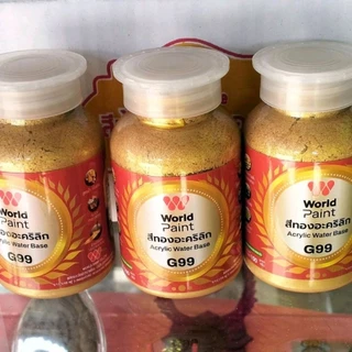 สีมุกอะคริลิค สีทองคำอะคริลิคแท้ สีอะคริลิคสีทอง WorldPaint สีน้ำอะคริลิคทองคำ ขนาด 100 กรัม